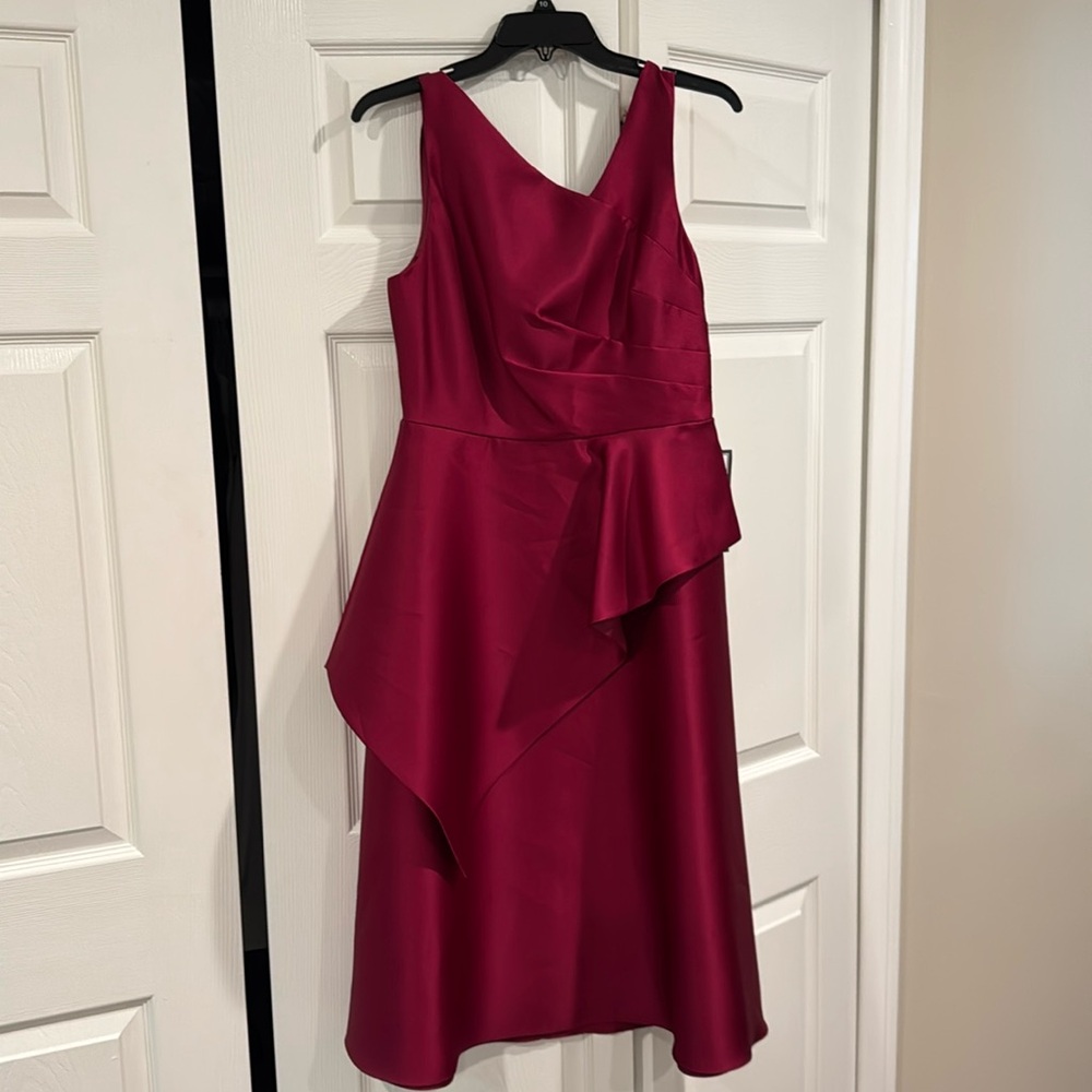 Adrianna Papell Red Plum Mikado Midi Dress Size 8 BRAND NEW WITH TAGS